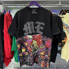 MIXED EMOTION Shirt Rhinestone Short Sleeve Men Women T-shirt Streetwear 100% Cotton Loose Round Neck Top Tees Oversized Tee Top - Matrix Studios