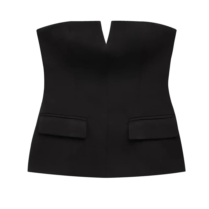 HXAO Tops For Women Strapless Off White Crop Top Woman Summer Corset Tube Tops Sexys Backless Tank Top Sleeveless Solid Tops - Matrix-studios.com