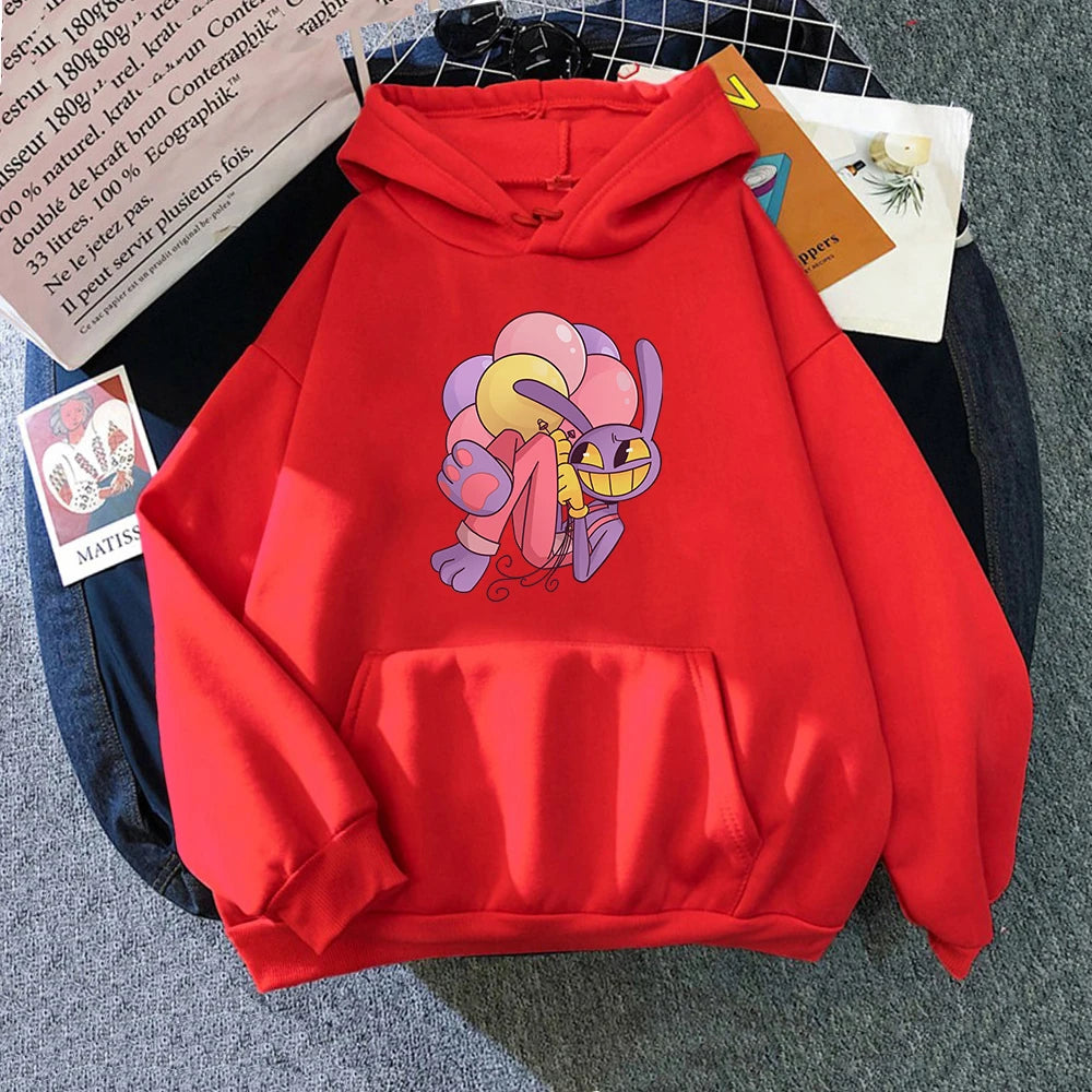 Digital Circus Jax Hoodie Fashion Women Aesthetic Graphic Kawaii Rabbit Hug Balloons Hoodies Unisex Cartoon Pullover Sweatshirts - Matrix Studios