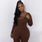 Dulzura Women 2024 Autumn Winter Long Sleeve Bodycon Streetwear Jumpsuit Overall One Piece Outfit Wholesale Items for Business - Matrix Studios