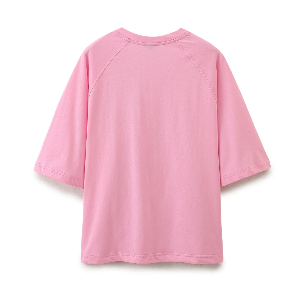 DUOPERI Women Fashion 2 Pieces Sets Solid Loose T-Shirt and High Elastic Waist Trousers Female Chic Lady Casual Pant Coordinates - Matrix-studios.com