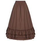 Brown Ruffled High Waisted Long Victorian Skirt Steampunk Skirts Womens Party Wear Gothic Vintage Clothes Medieval Costume Sexy - Matrix-studios.com