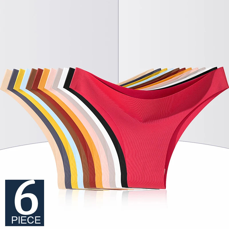 FINETOO 6Pcs/Set Ice Silk Seamless Underwear Low Waisted Brazilian Pants Breathable High Elasticity Lingerie Intimates Panties - Matrix Studios