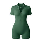 2025 Yoga Jumpsuit Summer Short Sleeve Zipper Sports Wear Gym Fitness Sports Bodysuits Women Fashion Running Yoga Fitness Suit - Matrix Studios