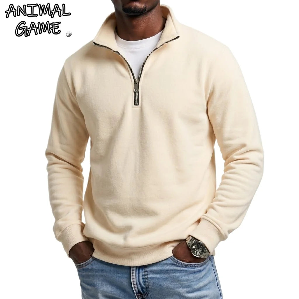 Outdoor Men Zipper Sweatshirts Spring Quarter Zip Pullover Half Zipper Hoodie for Men Gym Man Autumn Solid Men's Sweatshirt Coat - Matrix Studios