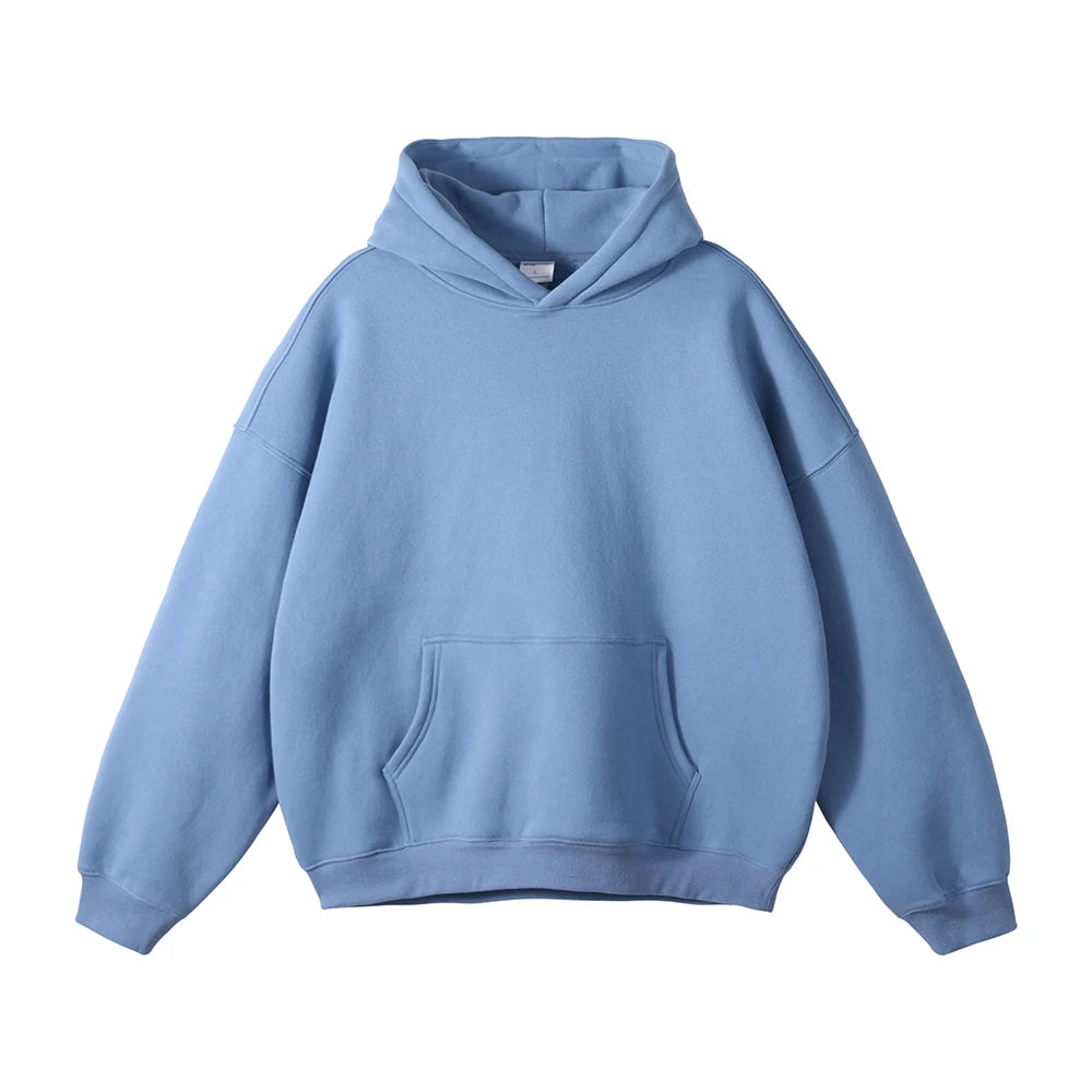 ZODF New Thick 350gsm Fleece Hooded Hoodies For Men Unisex Winter Oversized Loose Basic Solid Sweatshirts Pullovers Coats HY0631 - Matrix Studios