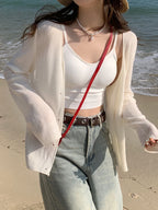 Knitted Sweater Women Cardigans White V-Neck Sueters De Mujer Knit Sweater Cardigan Women Tops New Long Sleeve Knitwears Q3546 - Matrix Studios