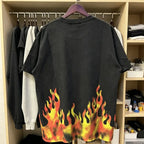 Hiphop Street Flame Print Fading Classic Letter Black Satoshi Nakamoto Tshirts Round Neck Short Sleeve Summer Men Women Top Tee - Matrix-studios.com