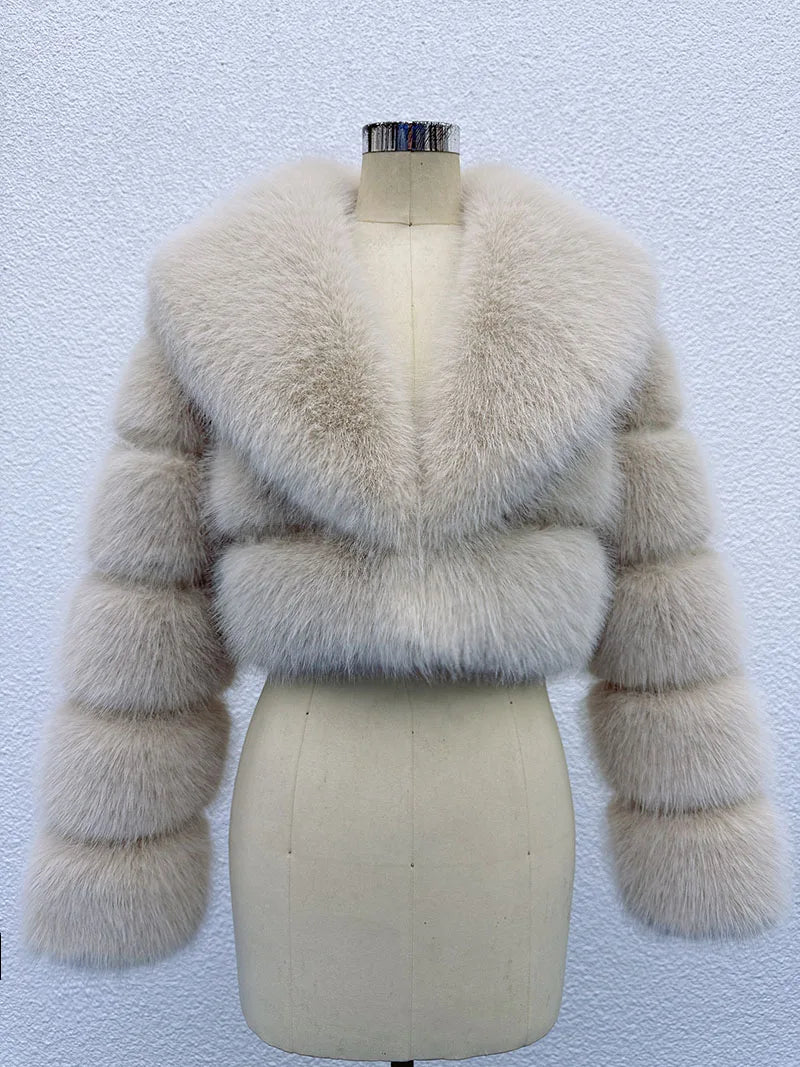 Item Number 0115X Iconic Street Fashion Week Luxury Cropped Faux Fur Coat Women Winter Hot Cool Girls Fluffy Fur Short Jacket - Matrix Studios