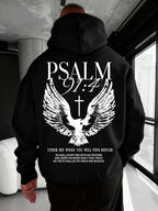 Christian Bible Verse Psalm 91:4 Print Men Women Hooded Sweatshirt Autumn Winter Outdoor Vacation Casual Loose Warm Sportswear - Matrix Studios