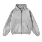 Men's Zip Up Hoodies Tie Dye Washed Double Oversize Cardigan Sweatshirt Loose Plus Plush Gradient Man Hooded Pullovers Winter - Matrix Studios