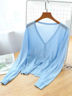 Korean Fashion Summer Autumn M-6XL Women V-Neck Knitted Casual Loose Full Sleeve Sweaters Cardigans Lady Knitting Outwear ZY6870 - Matrix Studios