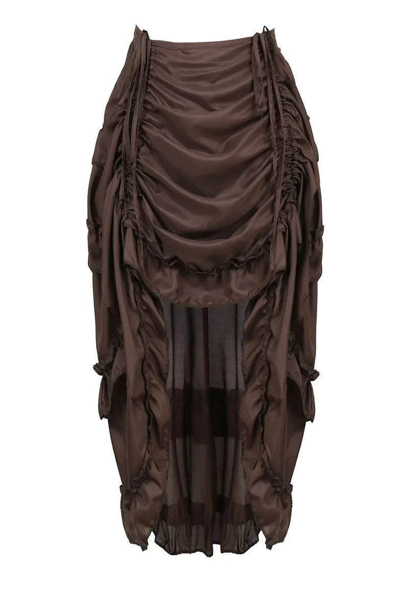 Steampunk Women Skirts Gothic Irregular Shirring Pleated Party Maxi Long Skirt High Low Costumes Punk Sexy Corset Plus Size Red - Matrix-studios.com