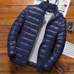 Men Parkas Down Cost Stand Collar Zipper Parka Outerwear Loose Cardigan Solid Pockets Spliced Winter Casual Long Sleeve - Matrix Studios
