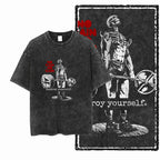 YG BODY BUILDING Printed Cotton Acid Washed Graphic Unisex T Shirt Cool CROSSFIT Streetwear Men Tshirts Big Size Tee for Men - Matrix Studios