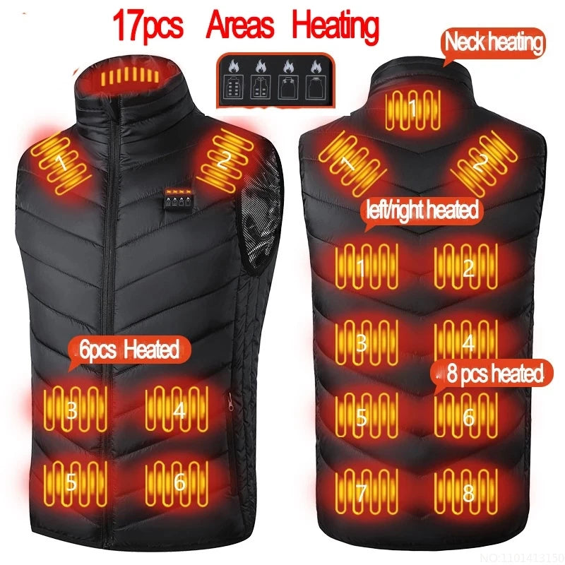New 17 Heated Vest Jacket Fashion Men Women Coat Clothes Intelligent  Electric Heating Thermal Warm Clothes Winter Heated Hunt - Matrix Studios