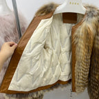 Winter Women Natural Real Red Fox Fur Strip Sewed Toghter With Genuine Leather Down Jackets Female Luxury Thick Warm Outerwear - Matrix Studios