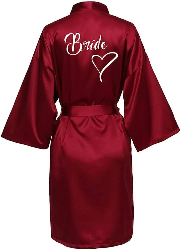 Women Silk Satin Short Night Printing Robe Kimono Robe Fashion Bath Robe Sexy Bathrobe Femme Wedding Bride Bridesmaid M024