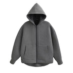 HH 2026 Casual Women's Soild Zipper Hoodie Long Sleeve Big Pocket Zipper Jacket With Hood Female Loose Outerwear Coat Tops - Matrix-studios.com