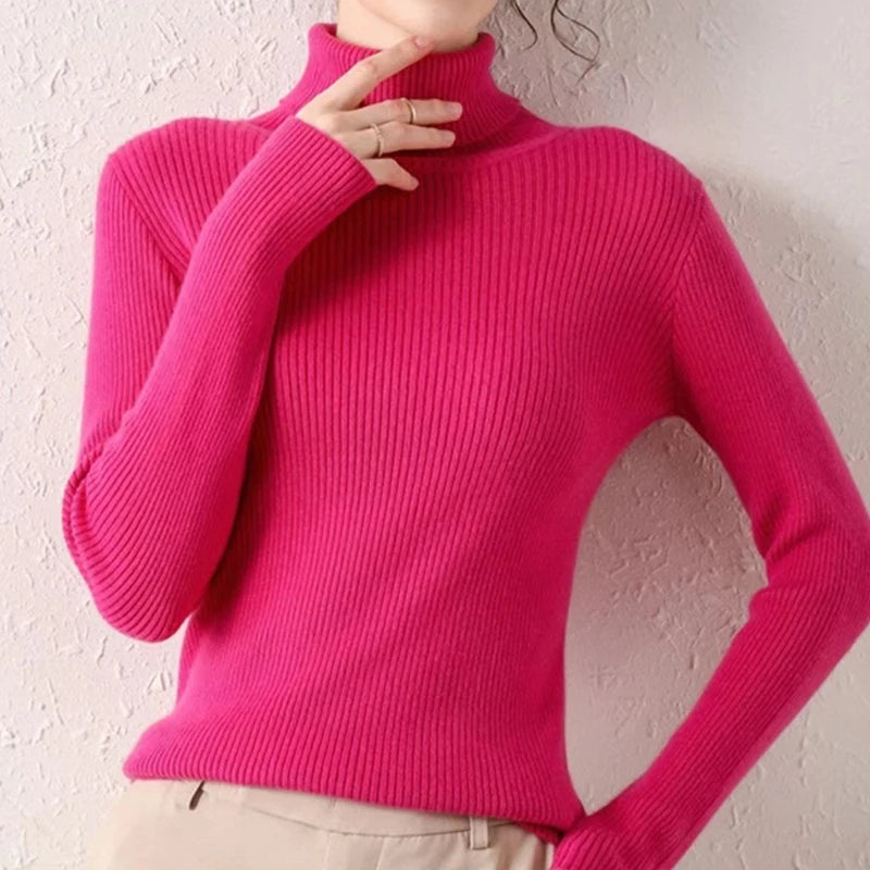 Heliar Women Fall Turtleneck Sweater Knitted Soft Pullovers Cashmere Jumpers Basic Soft Sweaters For Women 2026 Autumn Winter - Matrix Studios