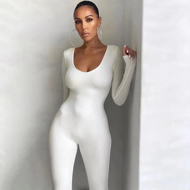 Dulzura Women 2024 Autumn Winter Long Sleeve Bodycon Streetwear Jumpsuit Overall One Piece Outfit Wholesale Items for Business - Matrix Studios