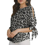 ZANZEA Summer Leopard Printed Blouse Women Elegant Half Sleeve Work Shirt Fashion Lace Up Holiday Tops Bohemian Stylish Blusas - Matrix-studios.com