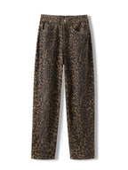 Leopard Print Jeans for Women High Waisted Y2k Retro Fashion Streetwear Denim Pants Hip Hop Straight Wide Leg Baggy Jeans - Matrix-studios.com