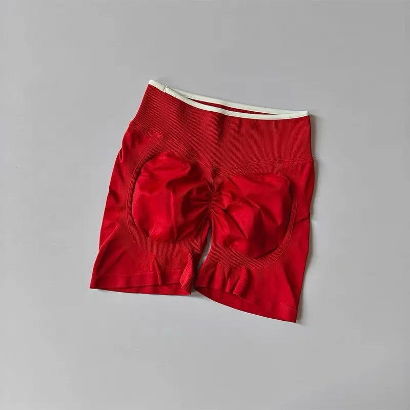Sexy Seamless Color Blocked Yoga Shorts, Tight Fitting Peach Hip Lifting Sports, Women's Outdoor Running And Fitness Pants - Matrix Studios