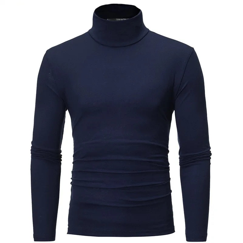 Autumn  Winter Men's High Neck T-shirt Slim Fit Fashion High Elastic Long Sleeve Casual Breathable Apparel Pullover - Matrix Studios