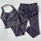1-2pcs Gym Set Women Backless Tank Tops High Waist Scrunch Seamless Shorts High Waist Yoga Leggings Workout Sets Gym Suit - Matrix-studios.com