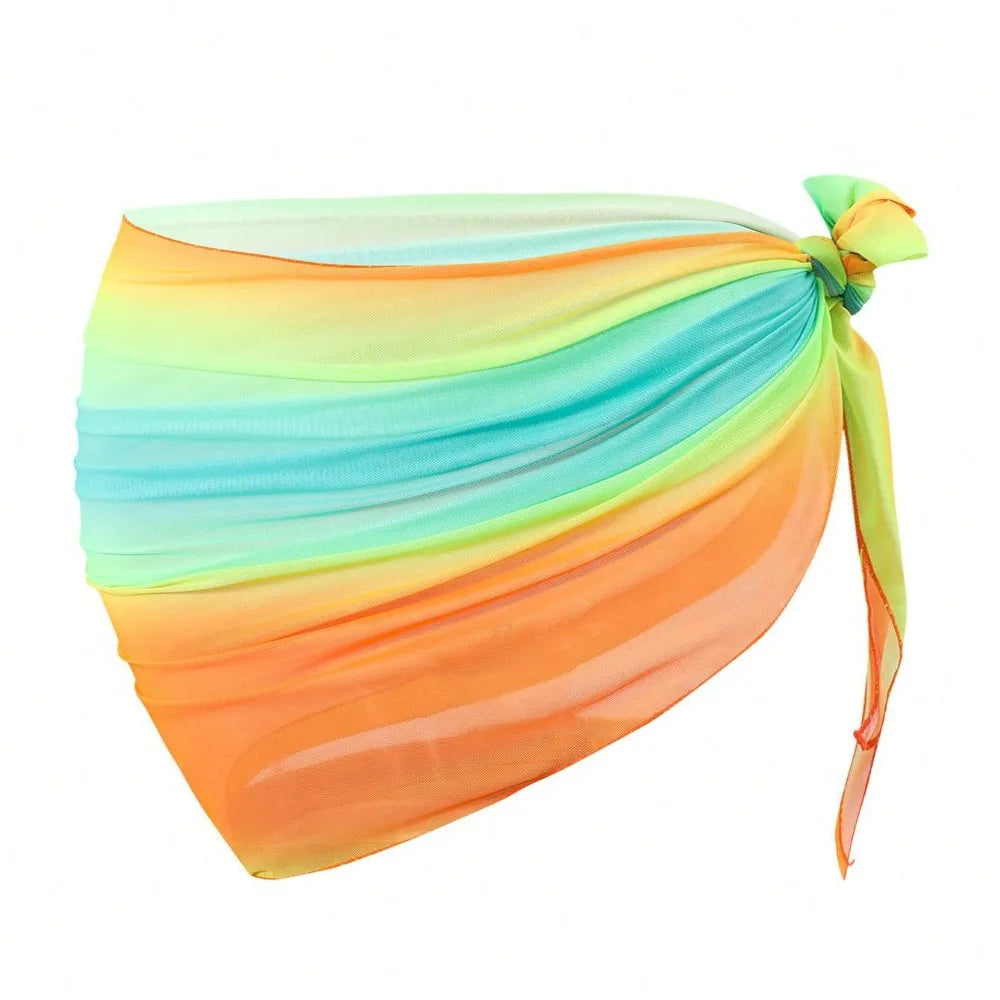 Chiffon Material Beach Dress UPF Protection Short Length Sarongs Gradient Color Breathable Quick-Dry Swimsuit Coverups - Matrix Studios
