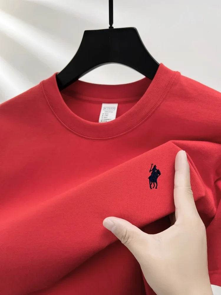 100% pure cotton short sleeve round neck men's T-shirt hot selling luxury brand summer exquisite pony embroidery breathable top - Matrix Studios