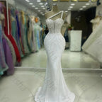 Customized Exquisite Evening Dresses Gorgeous Dazzling One Shoulder Backless Fishtail Gown Beading Long Dress Formal Party Gowns - Matrix-studios.com
