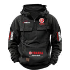 2026 New YAMAHA Logo Motorcycle Racing Race Retro Velvet Half Zipper Hoodie Men's Multi Pocket Autumn/Winter Casual Sweatshirt - Matrix Studios