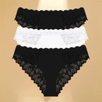 FINETOO 3Pcs Lace Hollow Out Underwear for Women Sexy Low-Waist Floral Briefs Female Invisible Breathable Lingerie Soft Intimate - Matrix Studios