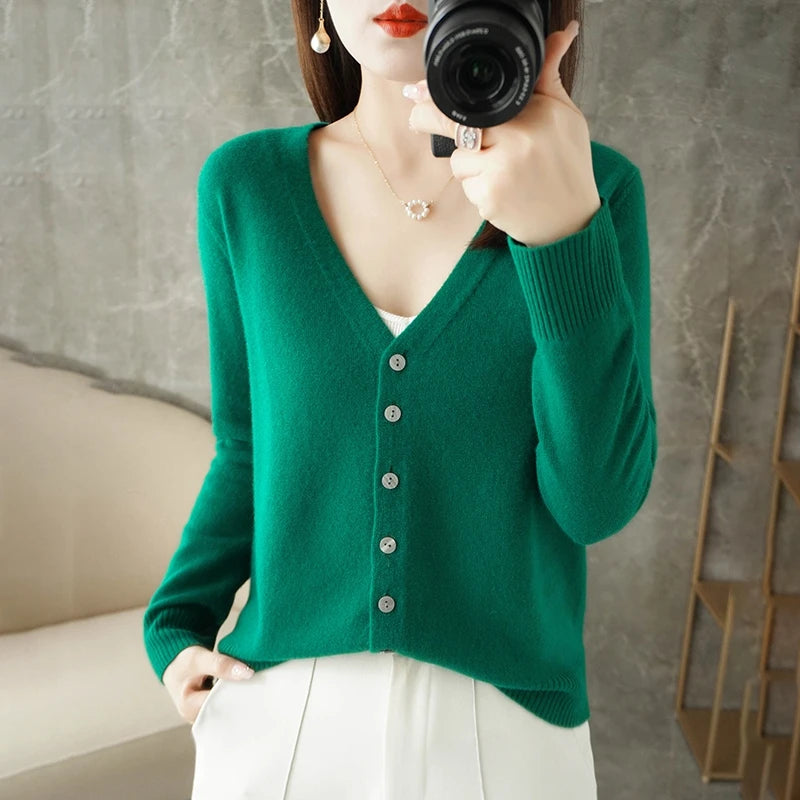2026 New V-Neck Temperament Small Fragrant Wind Women Loose Sweater Coat Special Offer Cardigan ZHI D035 - Matrix Studios
