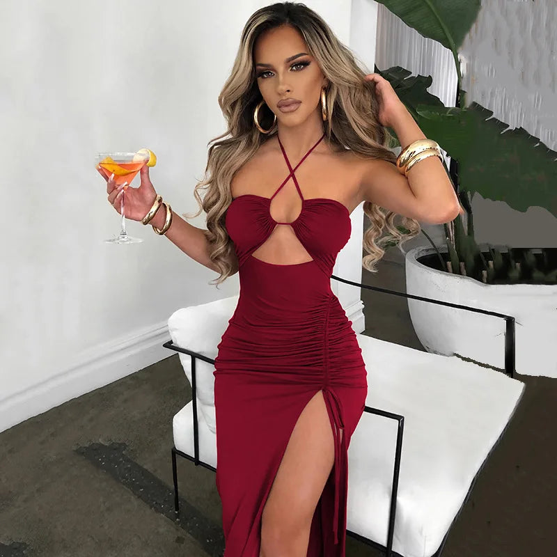 Sleeveless Sexy Female Midi Backless Dresses Slim Night Club Party Women's Dress Bodycon Vestidos Elegantes Para Mujer - Matrix-studios.com