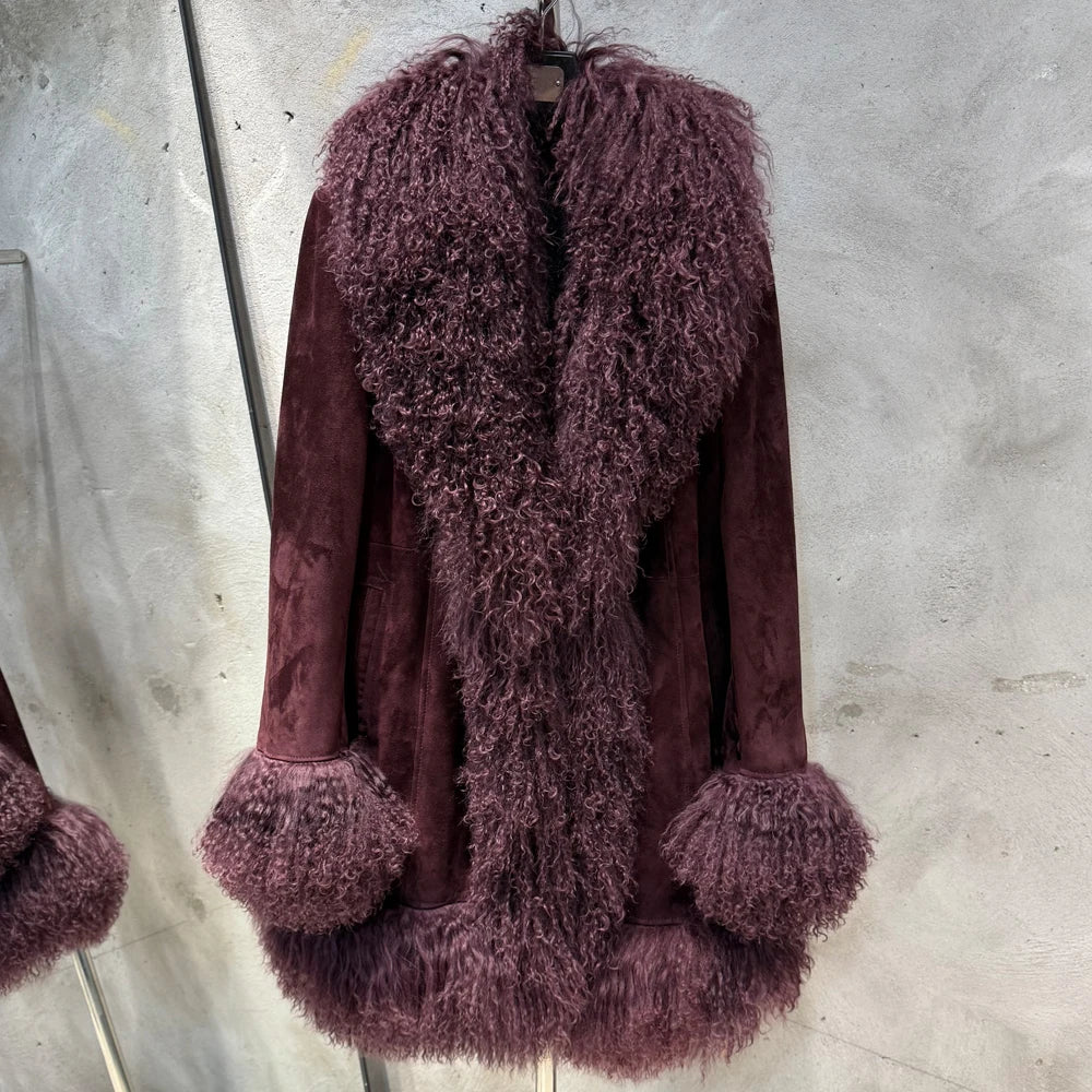 GO BALLISTIC YA Mongolia Sheep Fur Coat Women Real Leather Jacket Genuine Leather Coat - Matrix Studios
