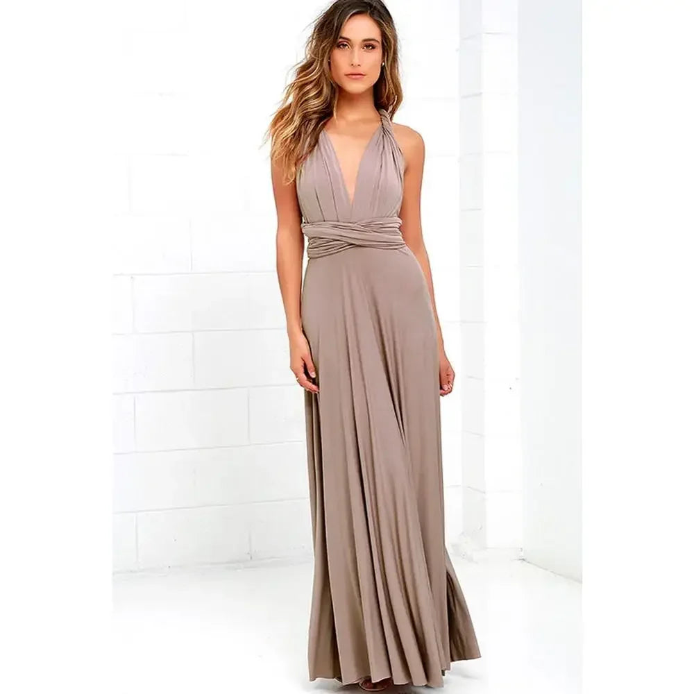 Fashion Multi-worn V-neck Vestidos De Fiesta Women Long Dress Sexy Strapped Lady Summer Maxi Dress - Matrix-studios.com