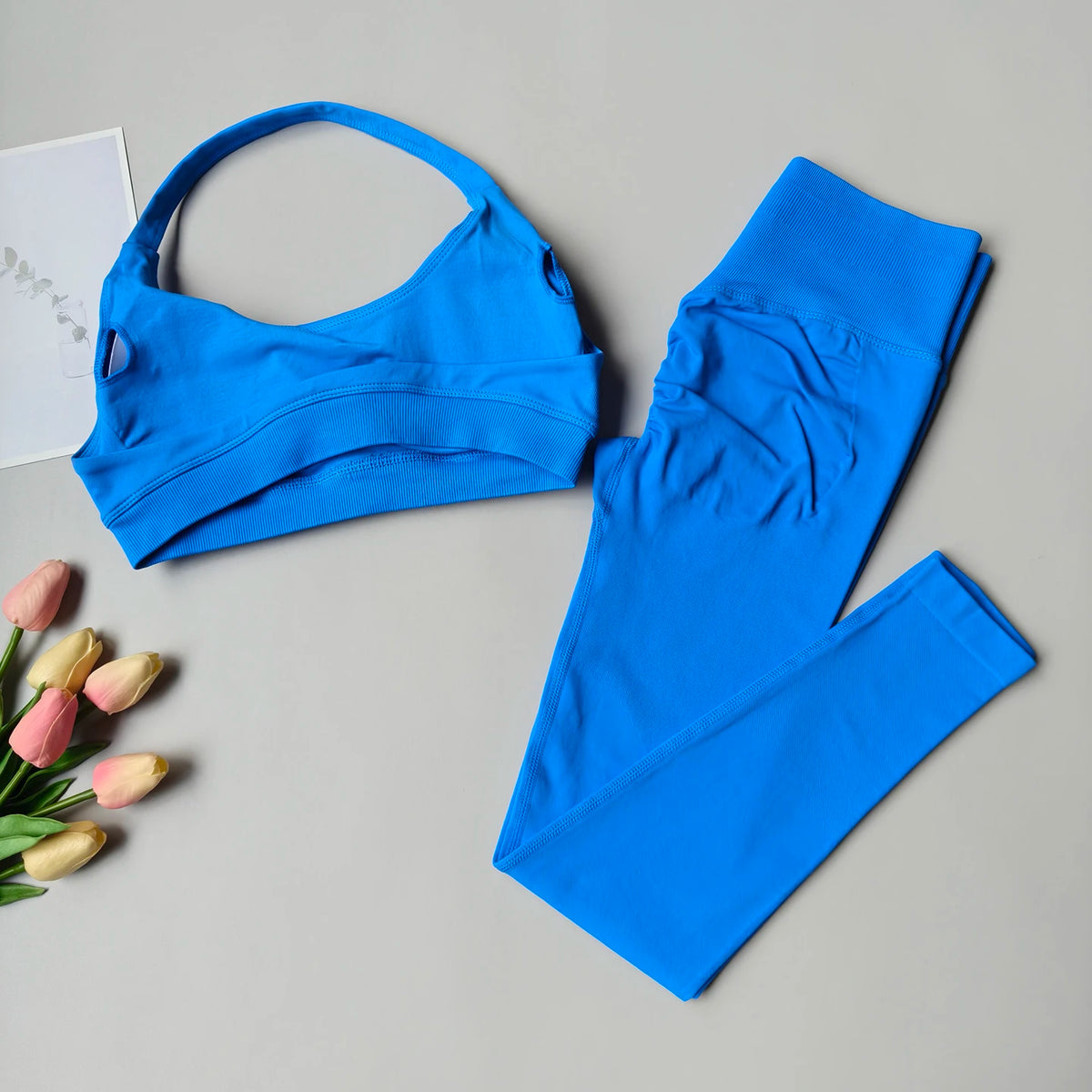 2 Pieces Women's Yoga Suit Seamless Fitness Gym Clothes Halter Sports Bra Matching Yoga Leggings for Workout Sets Gym Outfit - Matrix-studios.com