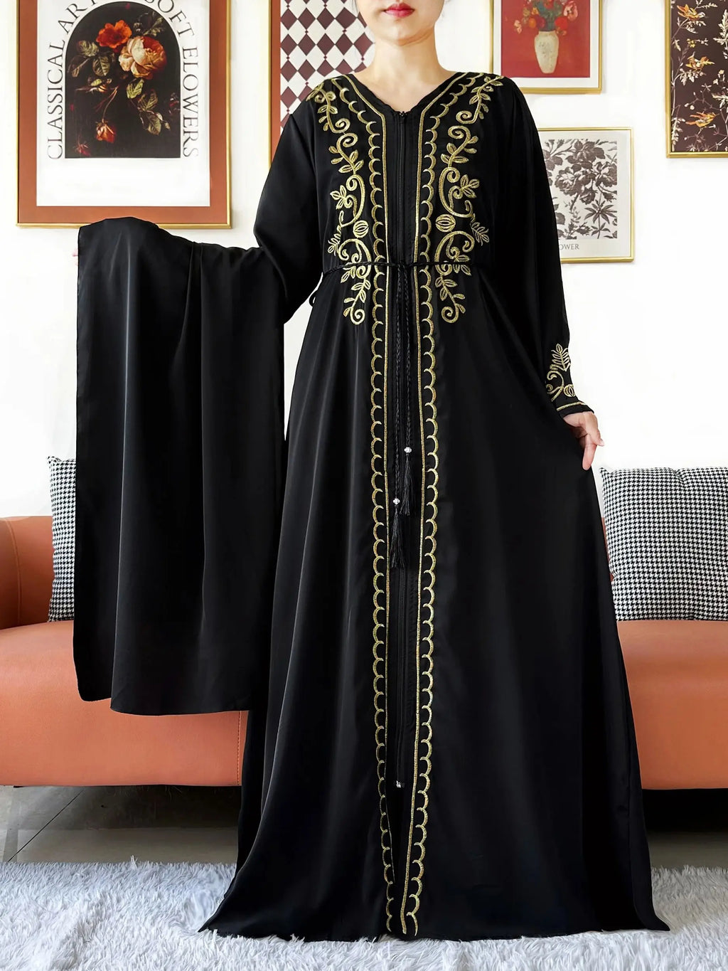 2025 New Elegant Women Abaya Long Sleeve Chiffon Loose Open Abaya Muslim Islamic Clothing Cardigan Style for Special Occasions - Matrix-studios.com