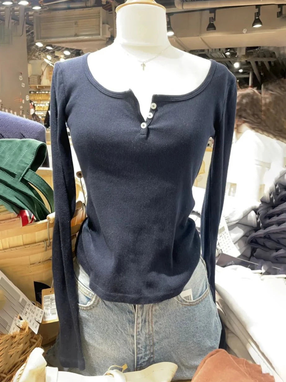 Pink Striped Slim Long Sleeve Tees Women Spring Casual Cotton O-neck Tshirt New Tops Clothes Sweet Cute  Vintage T-shirts Y2K - Matrix-studios.com