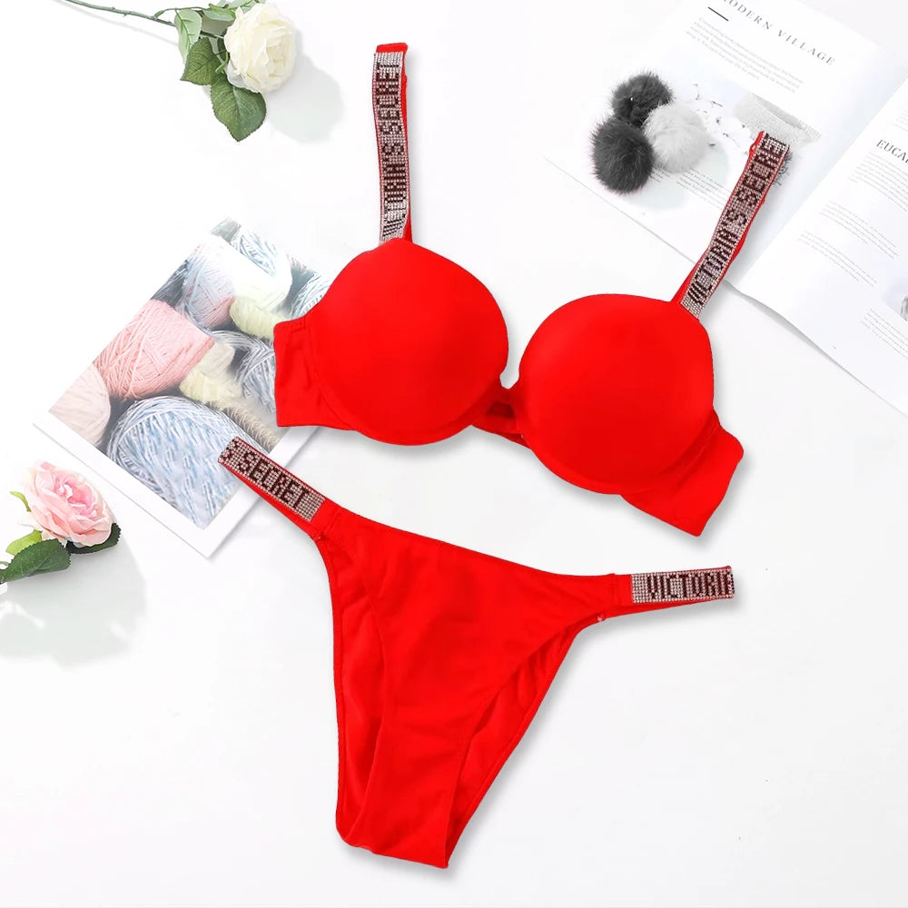 Victoria's Secret Women's Fashion Lingerie Set Sexy Breathable Soft Versatile Shapewear Sexy Lingerie Bra and Panty Set Push Up - Matrix-studios.com