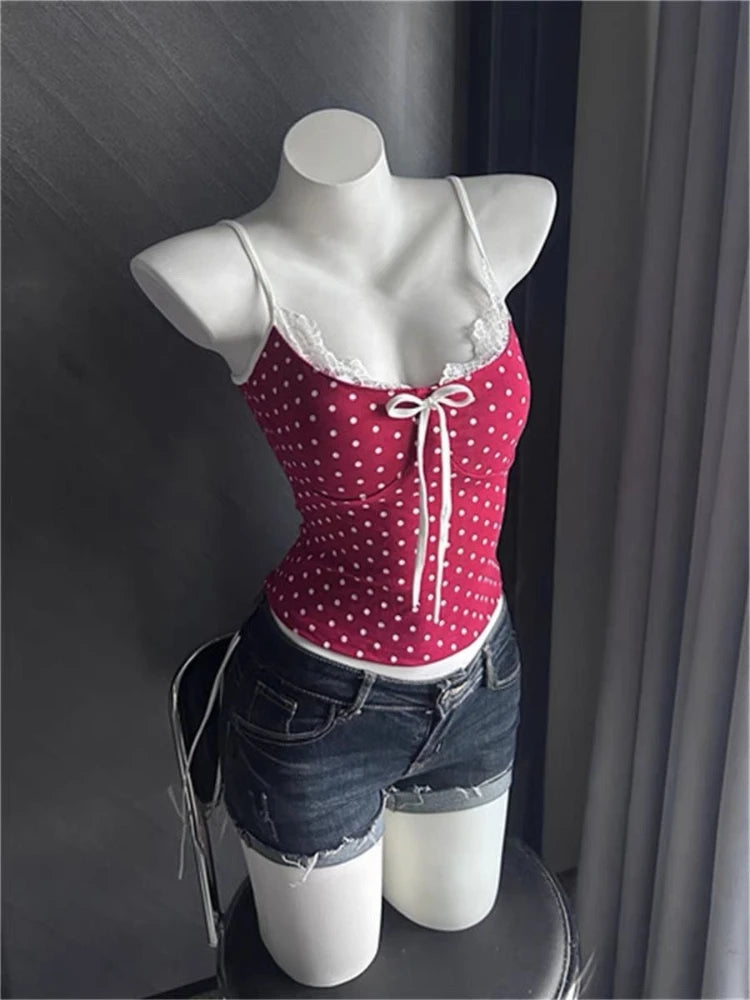 2000s American Vintage Sexy Leopard Camis Y2k Harajuku Slim Lace Patchwork Tanks Summer Streetwear Beach Party Sleeveless Tops - Matrix-studios.com