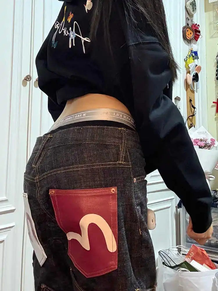 Women's Baggy Cargo Jeans Abi Y2k Japanese Streetwear Hip-pop Goblin Core Cyber Punk Denim Pants Grunge Designer Harajuku Cowboy - Matrix-studios.com