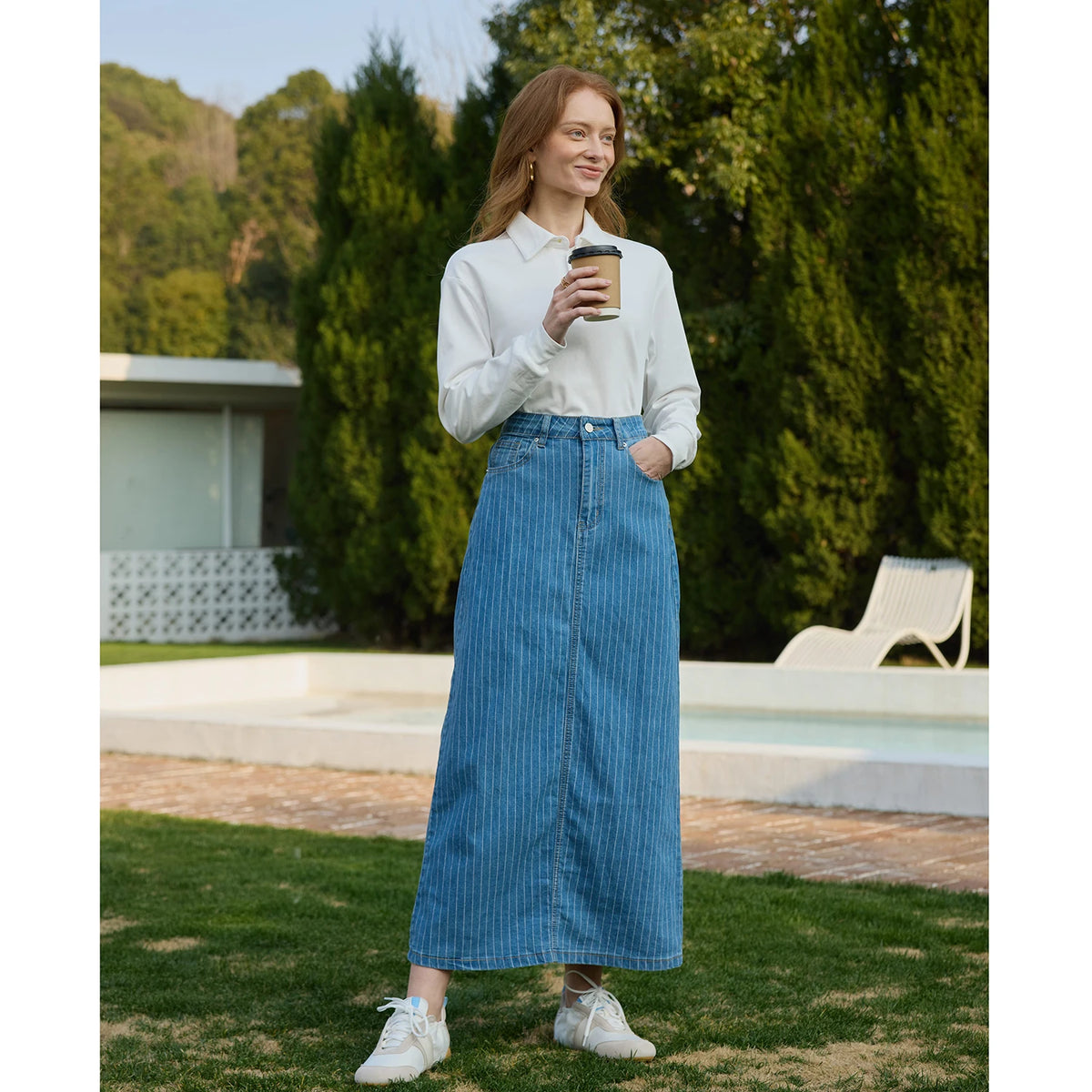 AP SS26 Women Cotton Denim Skirt Elegant - Matrix-studios.com