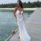One Piece Summer Cover Ups Women Swimsuit Sleeveless Robes Bathing Suit 2026 New Beach Holiday Solid White Maxi Dresses Cover-Up - Matrix Studios