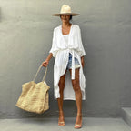 Beach Cover Up Kimono Women Summer 2022 New Pareo Swimsuit Cape Solid Bohemian Tunic Dresses Bathing Suits Dropshipping - Matrix Studios