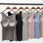 2026 Women's Vest Tops With Built In Bra Neck Vest Padded Slim Fit Tank Tops Sexy Shirts Feminino Casual Underlay shirt slimming - Matrix-studios.com