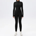 European and American popular zippered long-sleeved trouser jumpsuit slim fit hip-lifting sportswear yoga wear - Matrix Studios